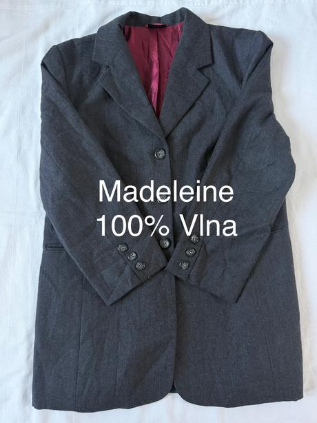 Klasické grafitove sako madeleine, vintage, 42