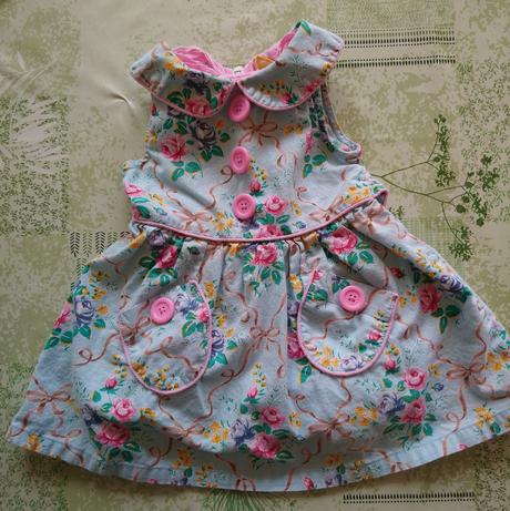 Modré šaty s kvetinovým vzorom, rock, 74-80 cm, 80