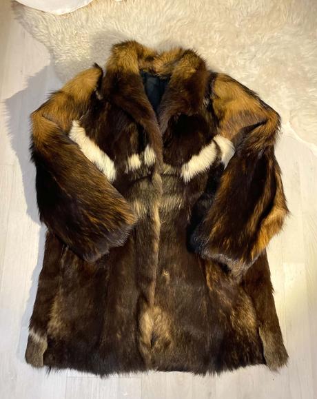 Vintage kožušinový kabát oversized m/l, m