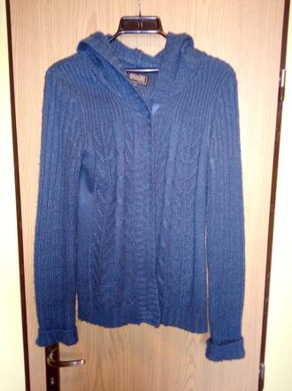 Krasny teply petrolejovy sveter 40 vzorovaný, kenvelo,40