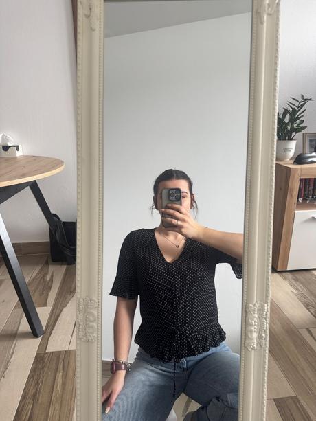 Čierna bodkovaná blúzka, h&m,40