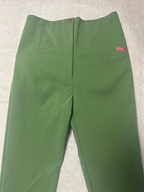 Zelené nohavice so zipsom a vysokým pásom magenta, l / m