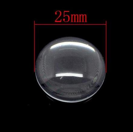 Sklenený kabošon číry - 25 mm , 