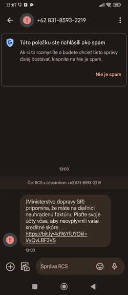 Sms správa za dlh na diaľnici?