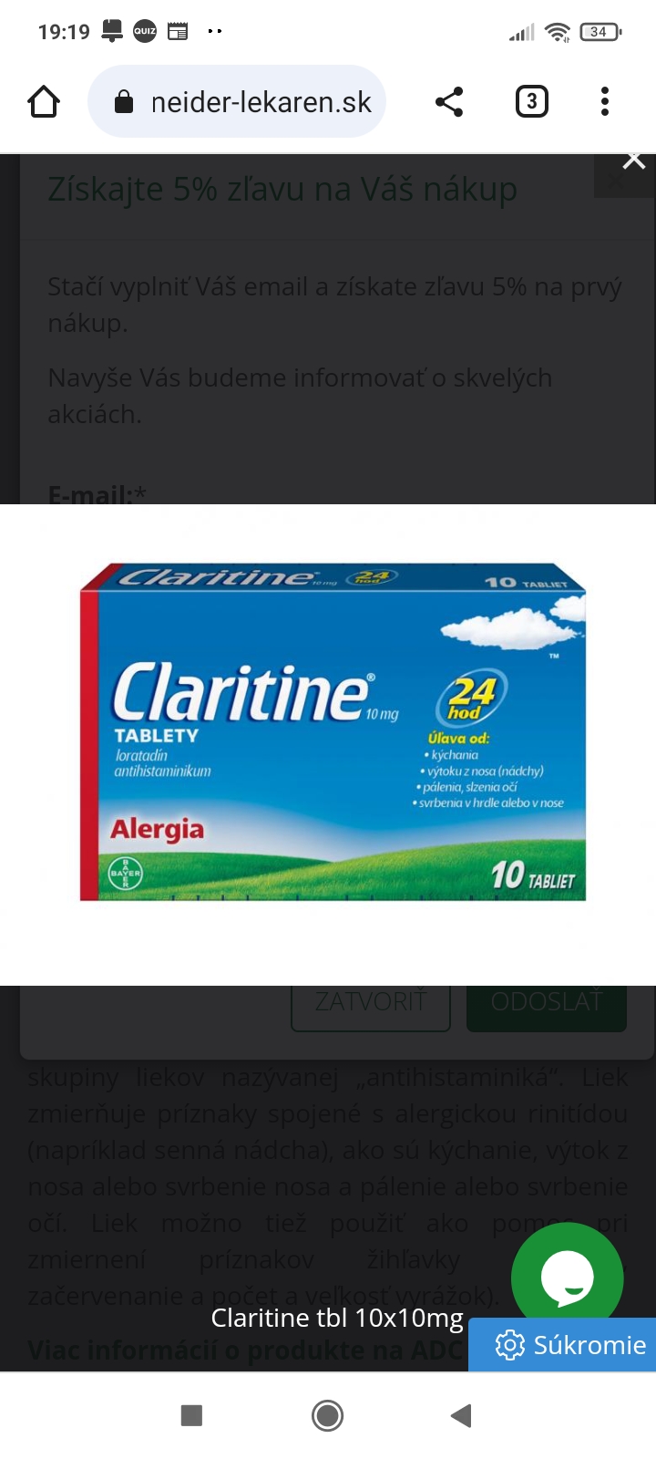 Claritine na alergiu - Modrý koník