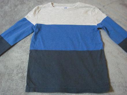 Modro - šedé tričko s dlhým rukávom, h&m,122