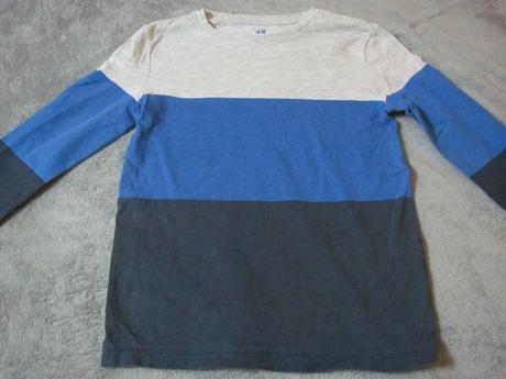 Modro - šedé tričko s dlhým rukávom, h&m,122