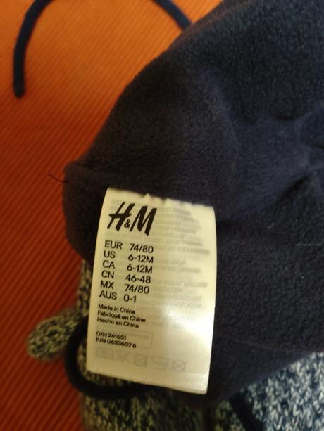 Čiapka + rukavice, h&m,74