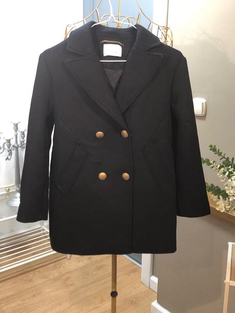 Zara kvalitný čierny kabát, zara,152