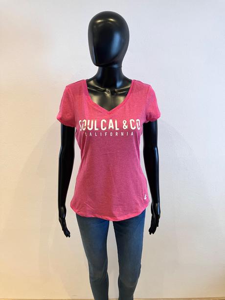 Dámske ružové tričko s nápisom soul cal (38), m