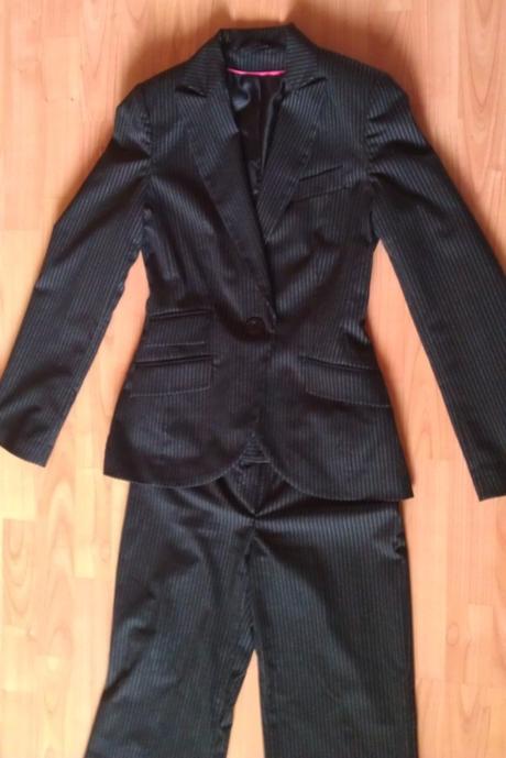 Dámsky kostým čierny s bielym pásikom, topshop,36