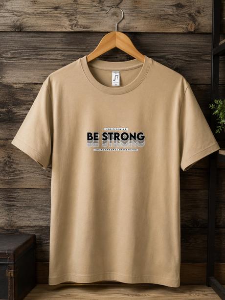 Pánske béžové tričko be strong, l - xxxl