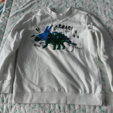 Biela mikina s meniacim obrazkom, sinsay,128