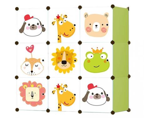 Modulačná skriňa/regál na hračky zvieratká - biel,