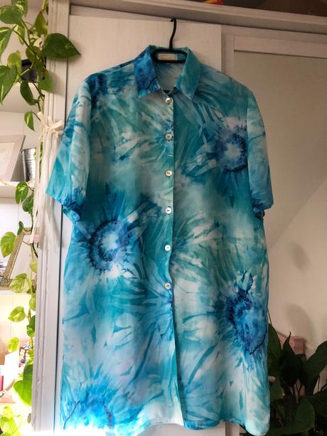 Modra letná blúzka/ vintage modrá letná košeľa, xxl