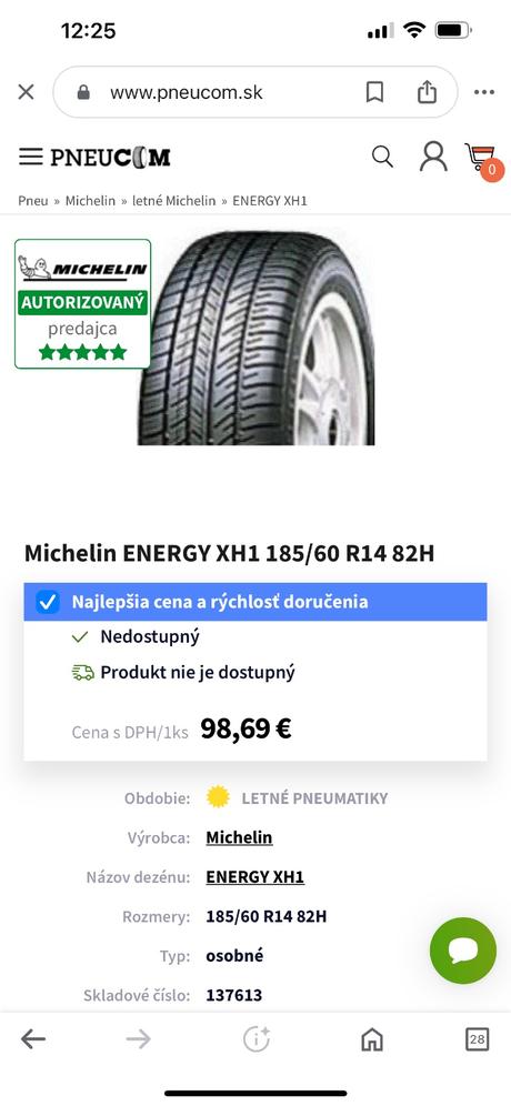 Pneumatiky michelin energy 185/60r14 82 h-xh1, 