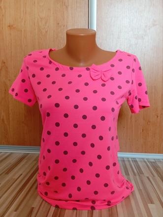 Bodkovane tričko s mašličkou, m