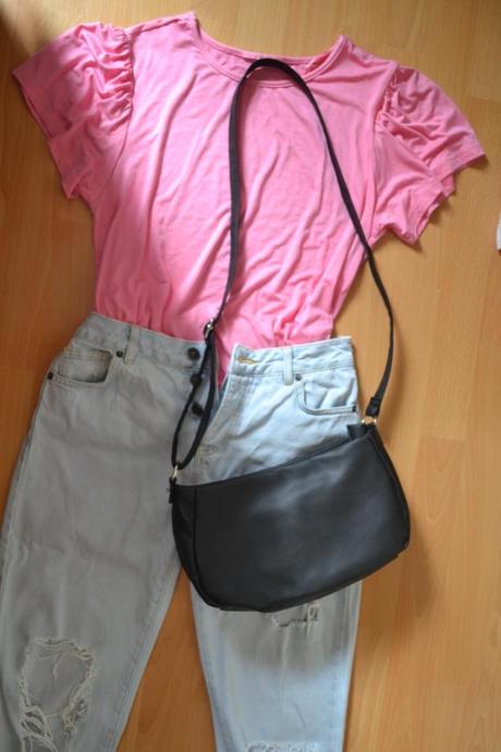 Volánove ružové tričko univeľkosť, m