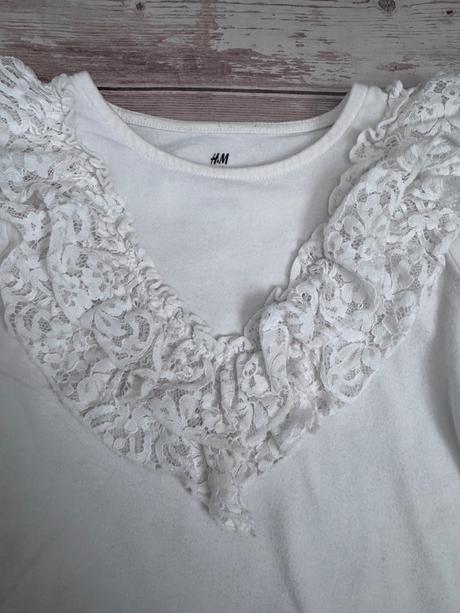 H&m biele tričko s čipkou, h&m,98