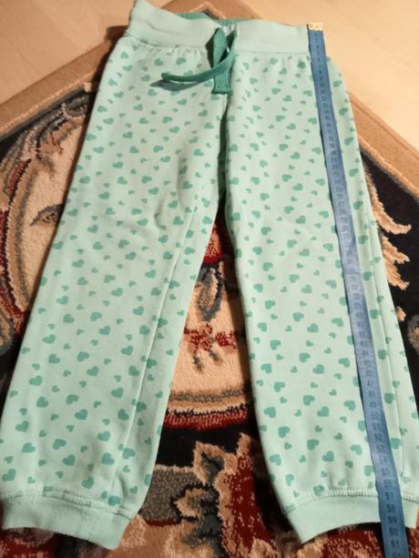 Tyrkysové teplé tepláčiky s srdiečkami, lupilu,116