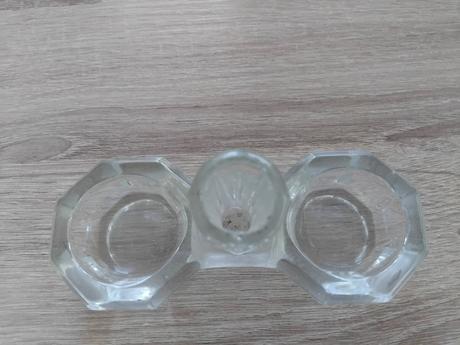 Retro sklenená dvojitá solnicka/korenicka,