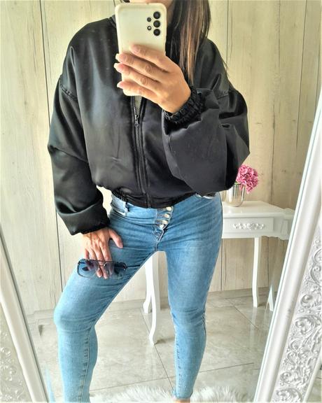 Saténová bomber bunda-m, m