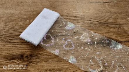 Tyl 120 mm -srdiečkový - biely, 