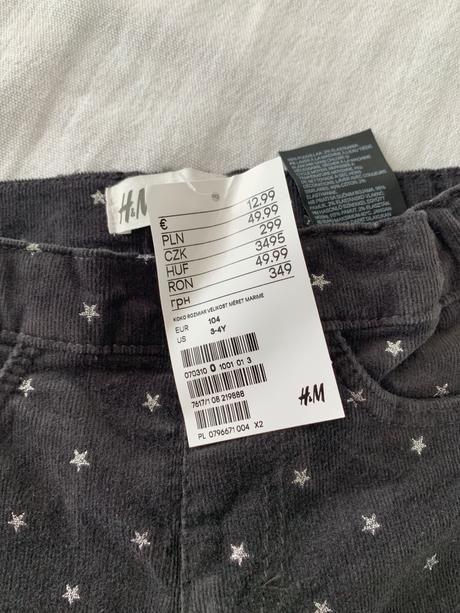 Nohavice s hviezdičkami, h&m,104