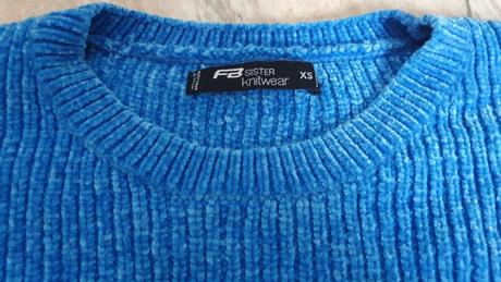 Modry svetrik, fishbone,xs