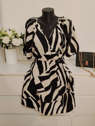 Zebra vzor šaty vila - elegantné šaty, 40