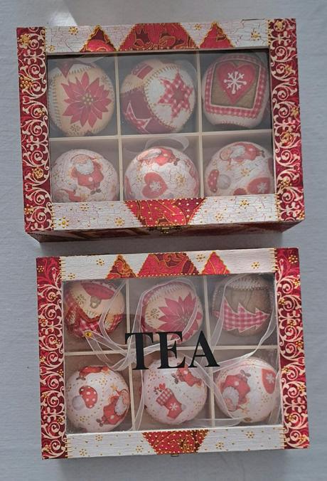 Vianočné gule v krabičke 2x handmade, 