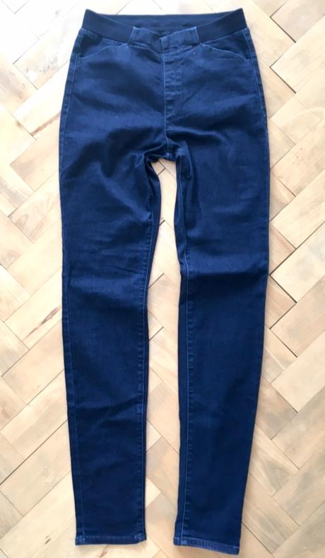 Riflové jegginsy, denim,xs