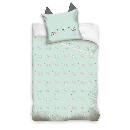 Carbotex bavlnené obliečky s uškami mačička, šírka (cm): 140,dĺžka (cm): 200