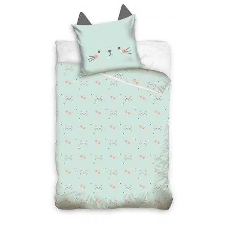 Carbotex bavlnené obliečky s uškami mačička, šírka (cm): 140,dĺžka (cm): 200