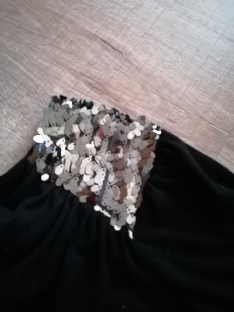 Šaty, tunika na jedno rameno s flitrami, xs