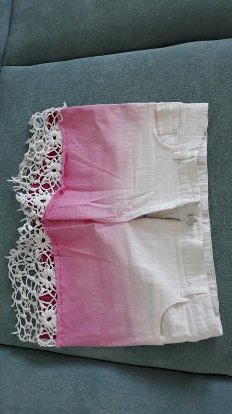 Ombré riflové kraťasy s krajkou, s