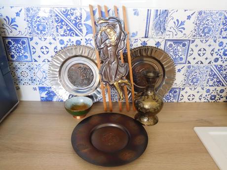 Tepané taniere+miska+váza, dekorácie z kovu,,