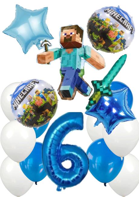 Balóny minecraft- steve 85cm aj meč- až 15/16/17ks,