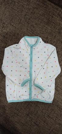 Biela tenká fleecová mikina s guľkami, carter's,92