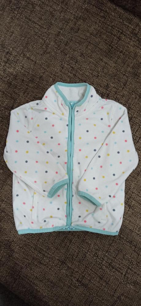 Biela tenká fleecová mikina s guľkami, carter's,92