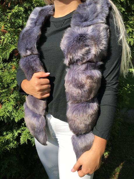 Kožušinová vesta - sivá, l