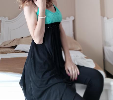 Tyrkysovo čierne šaty, xs