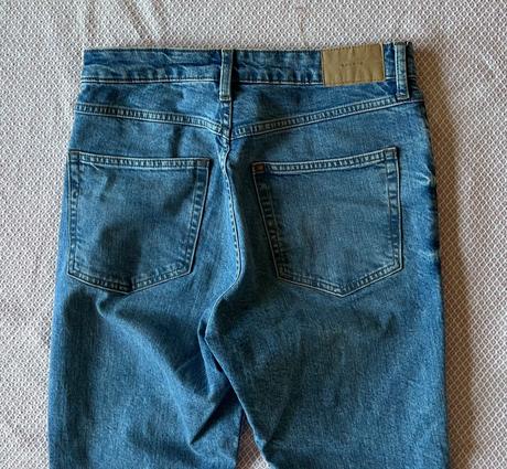 Bledomodré bavlnené džínsy, vysoký pás, h&m, m/38, h&m,m