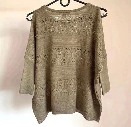 Olivově zelený oversize svetrik, amisu,s