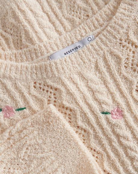 Úpletové tričko s ružičkami, reserved,36 / 38 / l / m / s