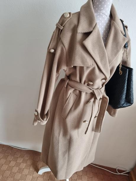 Bledohnedý zimný kabát 40 + kabelka grátis, 40