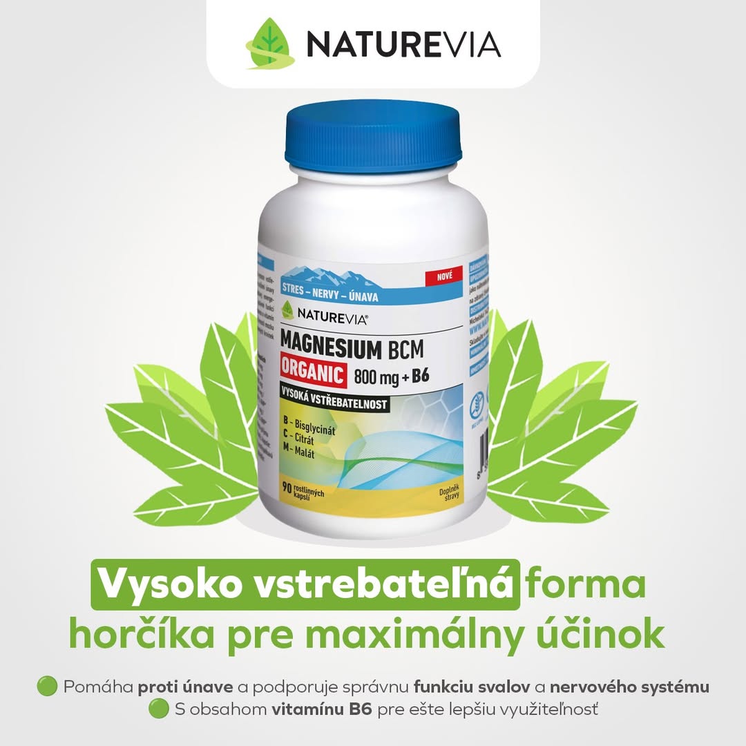 Naturevia Magnesium BCM Organic 800 mg + B6 (90 kapsúl) Naturevia Magnesium BCM Organic 800 mg + B6 (90 kapsúl)
