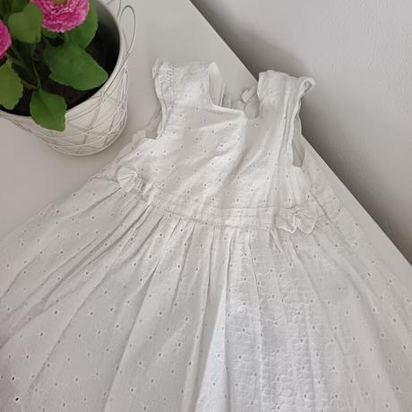 Biele madeirové šaty s mašličkami, h&m,92