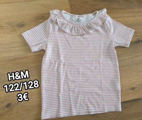 H&m tričko rebrovane s volánom 122/128, h&m,122