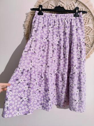 Lilavá midi sukňa, m
